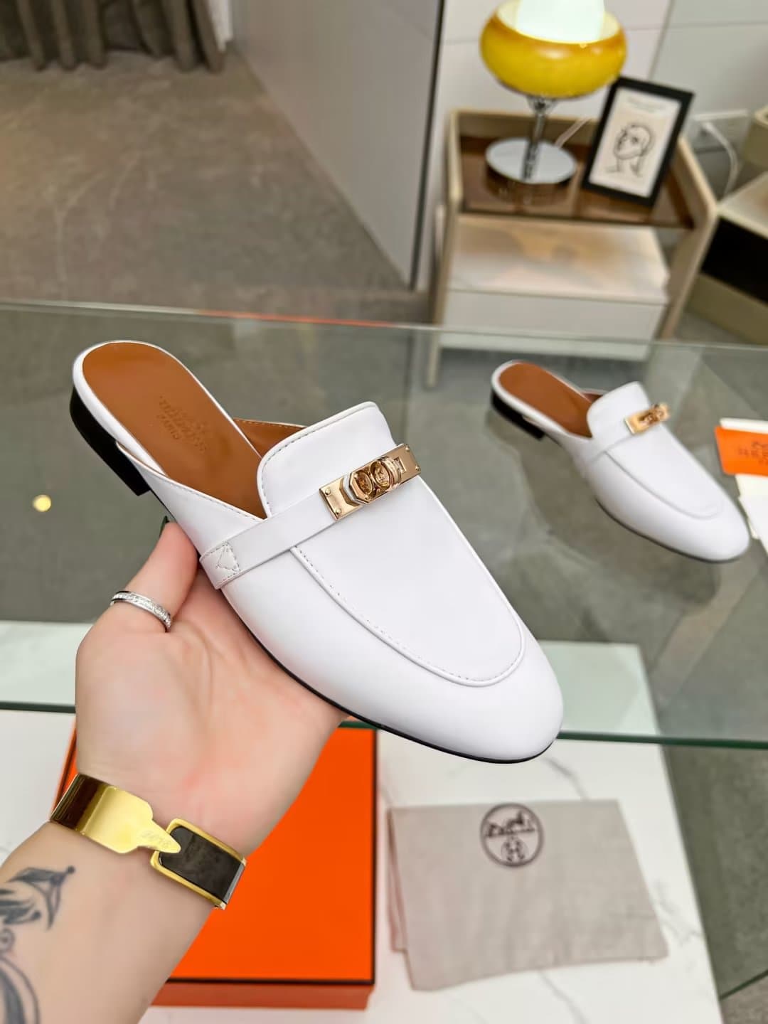 Hermes Classic 18K White Gold Sandals