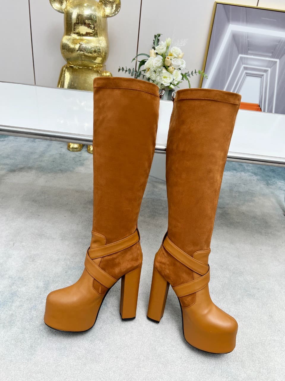 YSL 14.5cm Block Heel Platform Boots