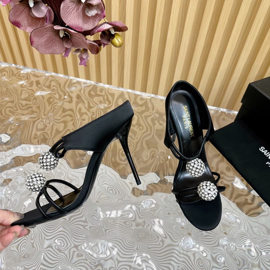 YSL 11cm Crystal-Embellished High-Heel Sandals
