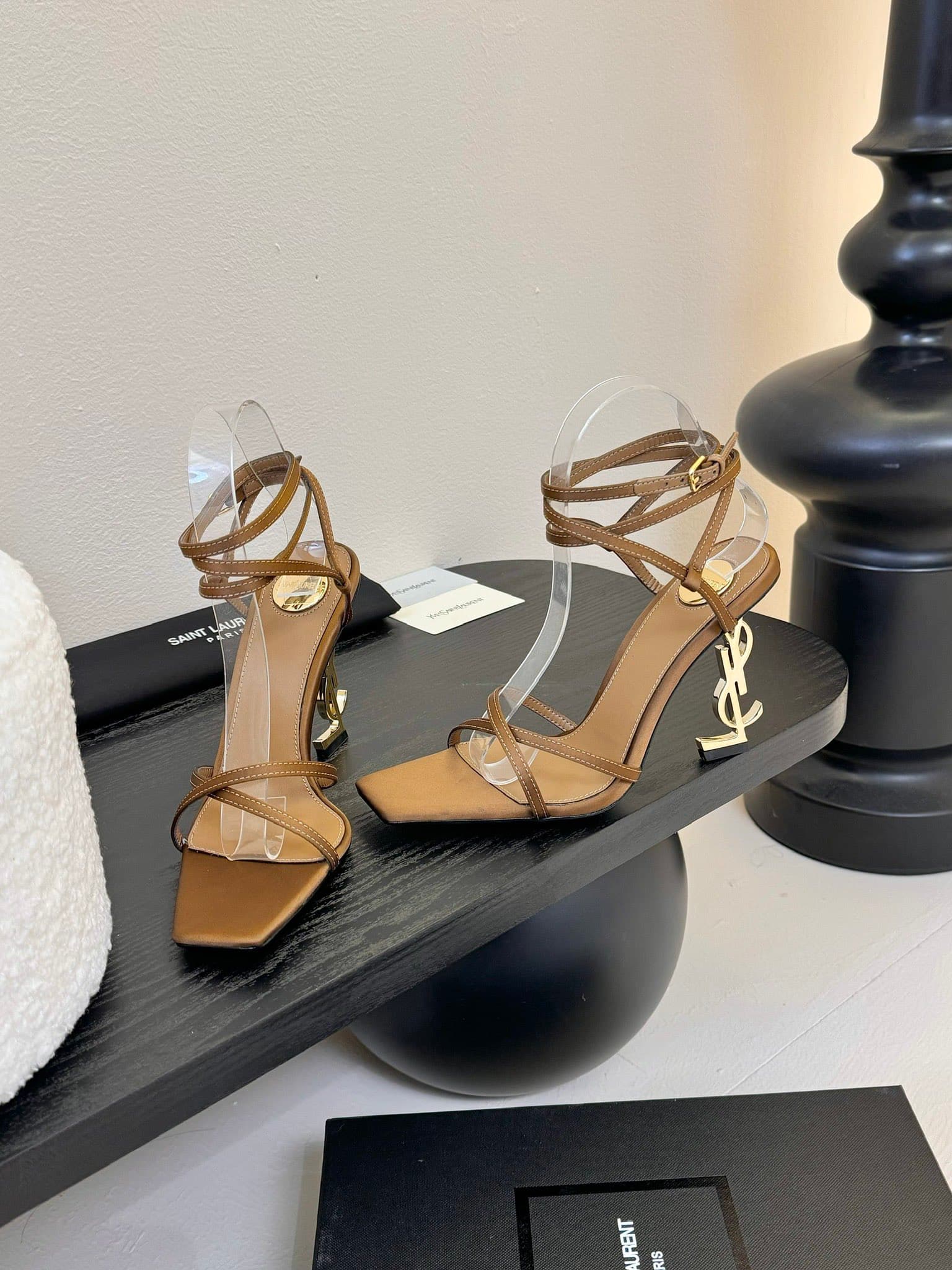 YSL 10.5cm Cross-Strap Diamond Heels